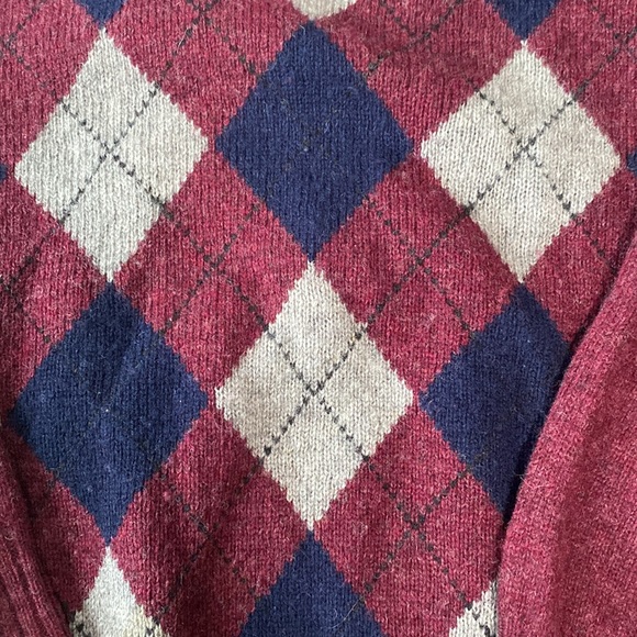 Mountain Xpress burgundy, gray and navy argyle Shetland wool - Picture 3 of 4